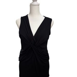 Investments Black Braided V-Neck Sleeveless Blouse